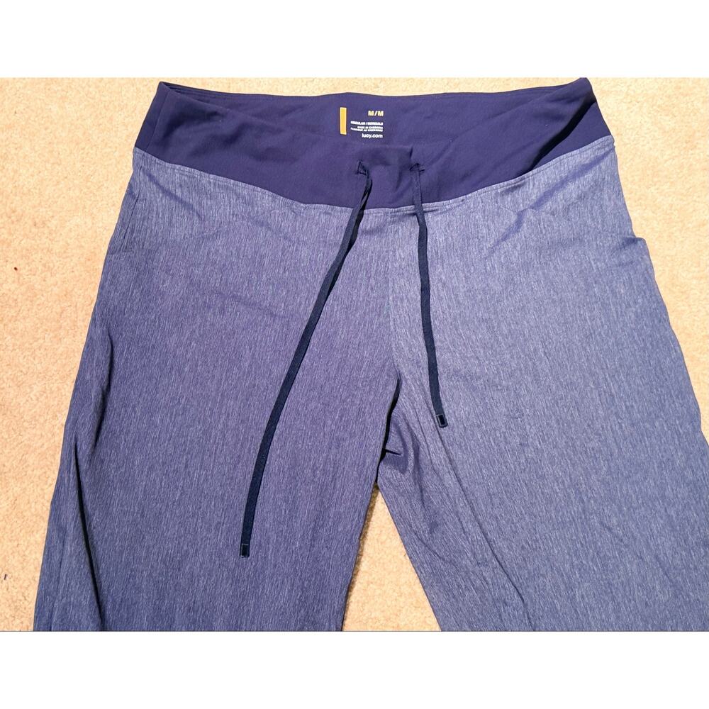 Lucy Activewear Blue Heathered Cinch Ankle Athletic Pants SZ M Drawstring Capris - Picture 5 of 7